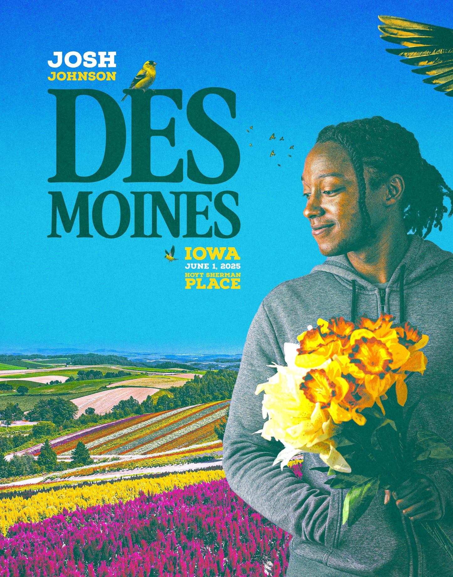 SIGNED - Des Moines Hoyt Sherman Place (City) Flowers Tour Poster