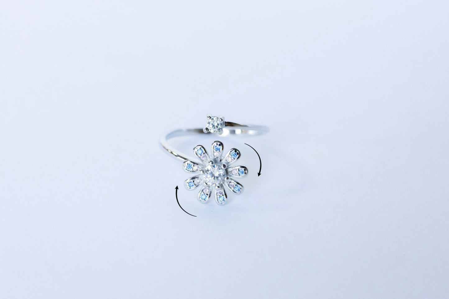 Fidget Spinner Ring - Silver Plated Daisey