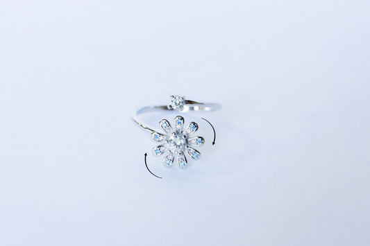 Fidget Spinner Ring - Silver Plated Daisey