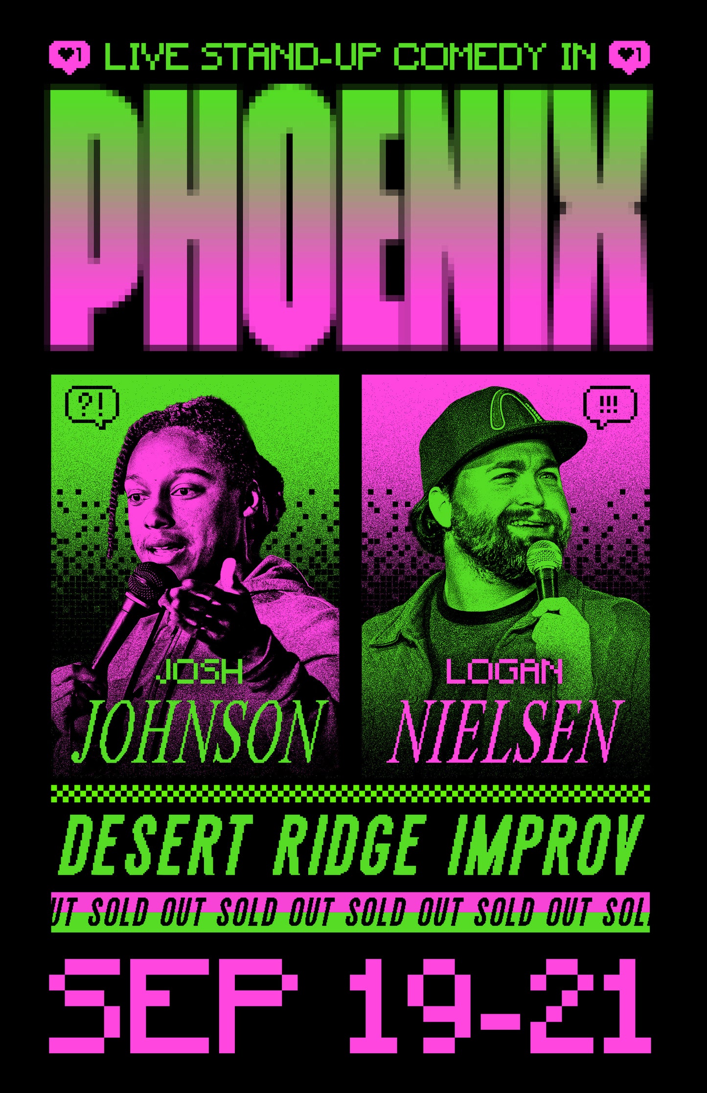 SIGNED - Phoenix Desert Ridge Improv (City) Sophomore Season Tour Poster (Pink/Green)